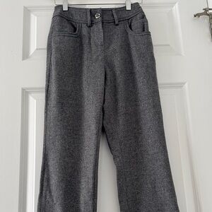 Vintage CHANEL 100% Wool Gray Straight Leg Pants